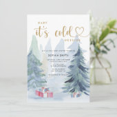 Baby het is koud buiten baby shower kaart (Staand voorkant)