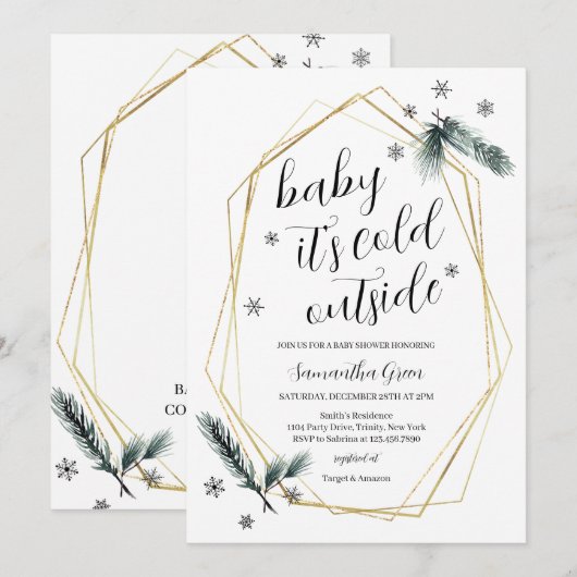 Baby Het is koud buiten Baby shower Kaart (Voorkant / Achterkant)