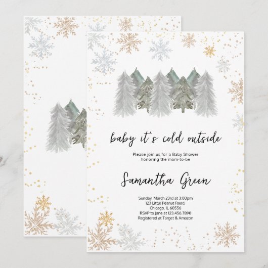 Baby het is koud Buiten Baby shower Kaart (Voorkant / Achterkant)