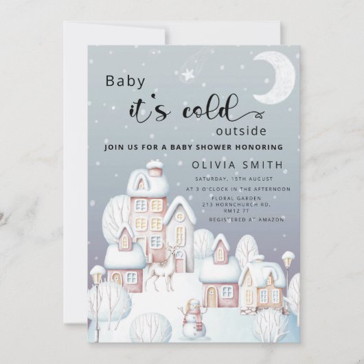 Baby het is koud buiten baby shower kaart (Voorkant)
