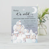 Baby het is koud buiten baby shower kaart (Staand voorkant)