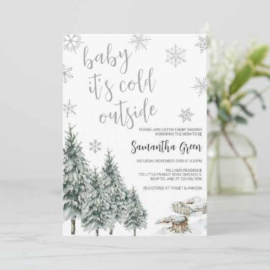 Baby Het is koud buiten Baby shower Kaart (Staand voorkant)