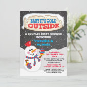 Baby het is koud buiten baby shower kaart (Staand voorkant)