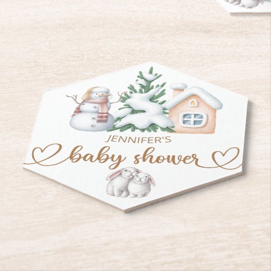 Baby het is koud buiten baby shower kartonnen onderzetters (Schuin)