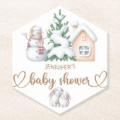 Baby het is koud buiten baby shower kartonnen onderzetters (Voorkant)