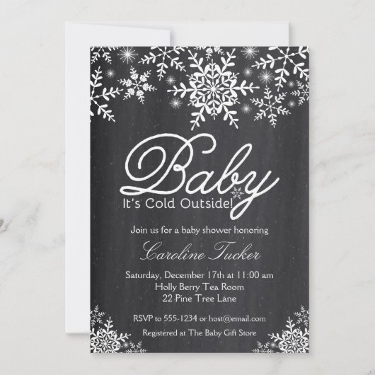 Baby Het is Koud Buiten Baby shower op Chalkboard Kaart (Voorkant)