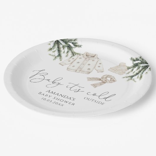 Baby Het is koud buiten Baby shower Papieren Bordje (Gekanteld)