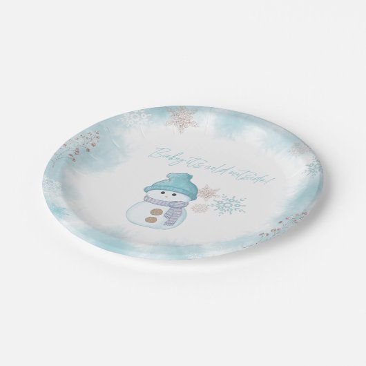 Baby Het is koud buiten Baby shower Papieren Bordje (Gekanteld)