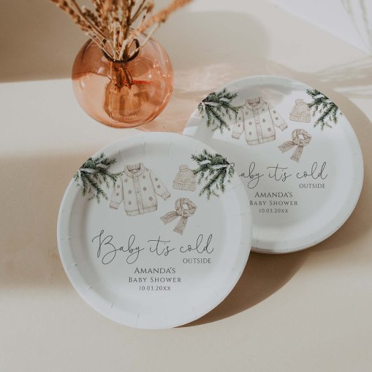 Baby Het is koud buiten Baby shower Papieren Bordje