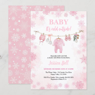 Baby Het is koud buiten Baby shower Pink Girl Wint Kaart