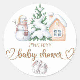 Baby het is koud buiten baby shower ronde sticker