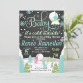 Baby Het is koud buiten Baby shower schoolbord Kaart (Staand voorkant)