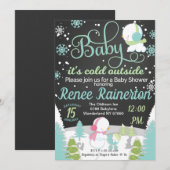 Baby Het is koud buiten Baby shower schoolbord Kaart (Voorkant / Achterkant)