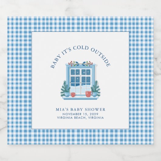 Baby Het is koud buiten Baby shower Sparkling Wijnetiket (Enkel label)