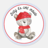 Baby Het is koud buiten baby shower sticker uitnod (Voorkant)