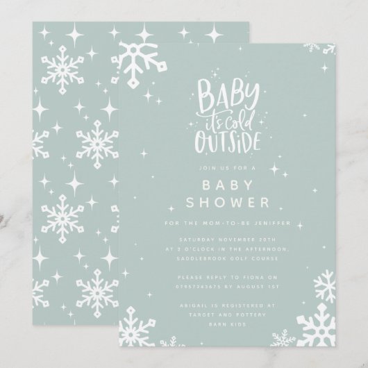 Baby het is koud buiten baby shower uitnodiging (Voorkant / Achterkant)