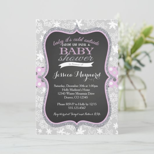 baby het is koud buiten baby shower uitnodiging (Staand voorkant)