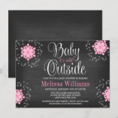 Baby Het is koud buiten Baby shower van roze sneeu Kaart (Voorkant / Achterkant)