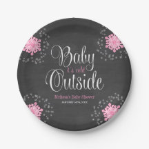 Baby Het is koud buiten Baby shower van roze sneeu