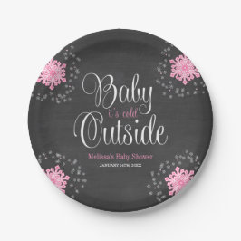 Baby Het is koud buiten Baby shower van roze sneeu Papieren Bordje