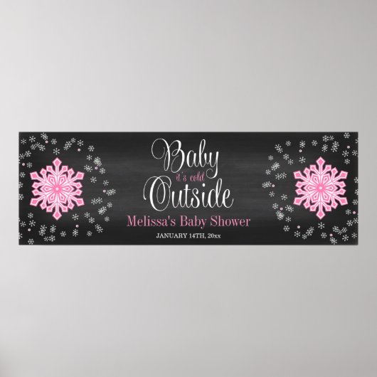 Baby Het is koud buiten Baby shower van roze sneeu Poster (Voorkant)