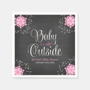 Baby Het is koud buiten Baby shower van roze sneeu Servet