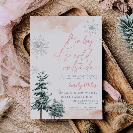 Baby het is koud buiten, Baby shower winter Kaart