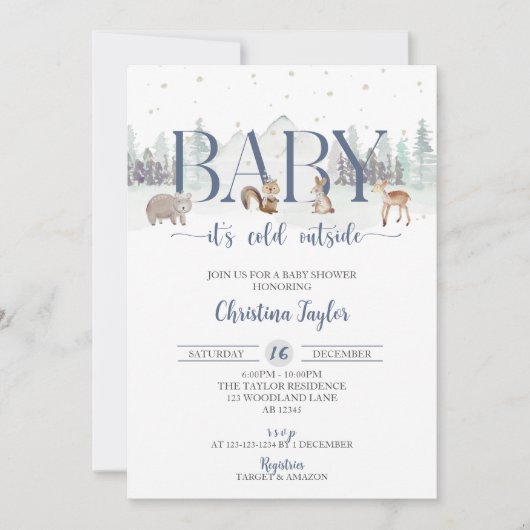 Baby Het is koud buiten Baby shower, winterdouche Kaart (Voorkant)
