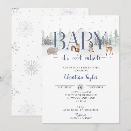 Baby Het is koud buiten Baby shower, winterdouche Kaart (Voorkant / Achterkant)