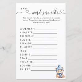 Baby Het is koud buiten Baby shower Word Scramble