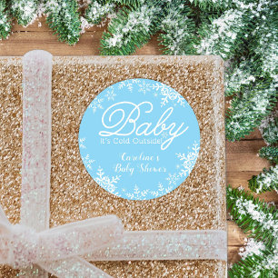 Baby Het is koud buiten babypadjes. Ronde Sticker