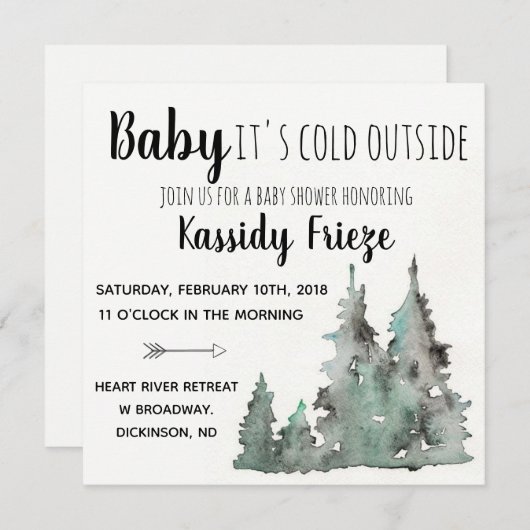 Baby Het is koud buiten babyshower uitnodigingen (Voorkant / Achterkant)