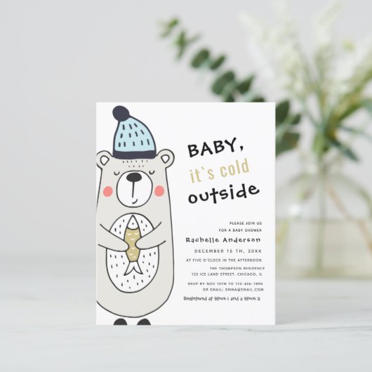 Baby het is koud buiten Beer | Baby shower Flyer (Staand voorkant)