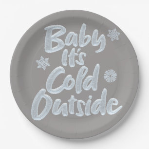 Baby Het is koud buiten bevroren Elegant Grey Type Papieren Bordje