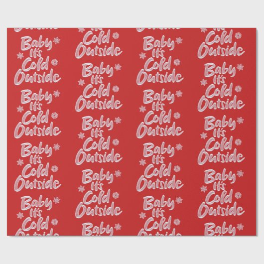 Baby Het is koud buiten bevroren kerstrood Cadeaupapier (Vlak)