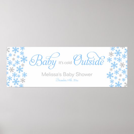 Baby Het is Koud Buiten Blauw Baby shower Banner Poster (Voorkant)
