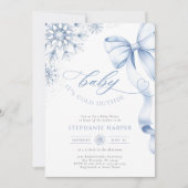 Baby Het is koud buiten blauw Baby shower Kaart (Voorkant)