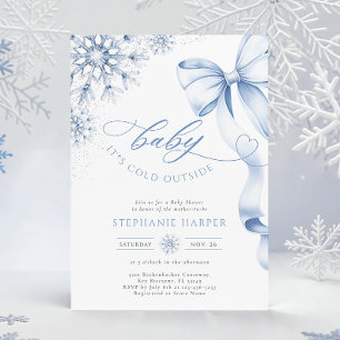 Baby Het is koud buiten blauw Baby shower Kaart