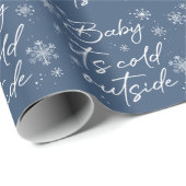 Baby Het is koud buiten blauw Cadeaupapier (Rol Hoek)