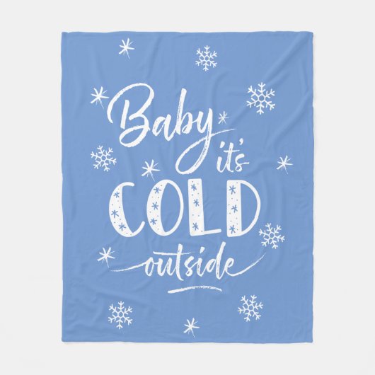 Baby Het is koud buiten blauw Fleece Deken (Voorkant)