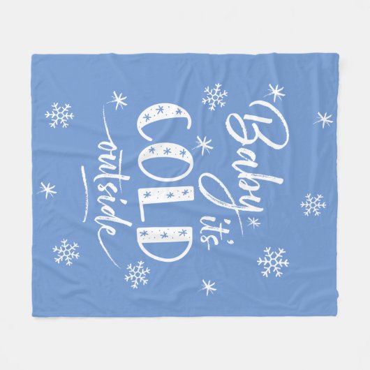 Baby Het is koud buiten blauw Fleece Deken (Voorkant (Horizontaal))