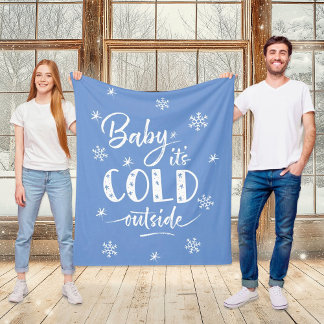 Baby Het is koud buiten blauw Fleece Deken