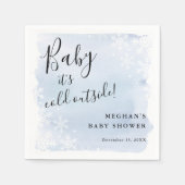 Baby Het is koud buiten blauw gepersonaliseerd Servet (Voorkant)