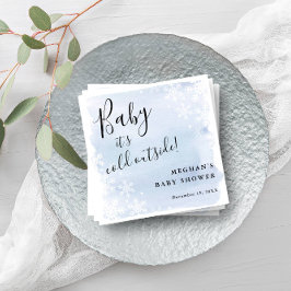 Baby Het is koud buiten blauw gepersonaliseerd Servet