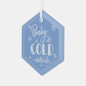Baby Het is koud buiten blauw Glas Ornament (Voorkant links)