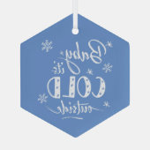 Baby Het is koud buiten blauw Glas Ornament (Achterkant)