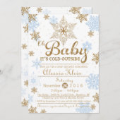 Baby Het is Koud Buiten, Blauw Gold Baby shower Kaart (Voorkant / Achterkant)