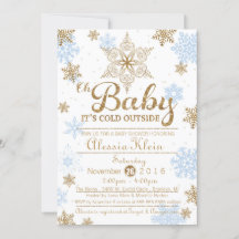 Baby Het is Koud Buiten, Blauw Gold Baby shower