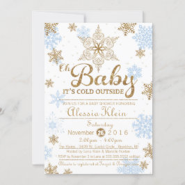 Baby Het is Koud Buiten, Blauw Gold Baby shower Kaart