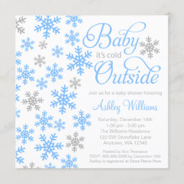 Baby Het is koud buiten blauw grijs Baby shower Kaart
